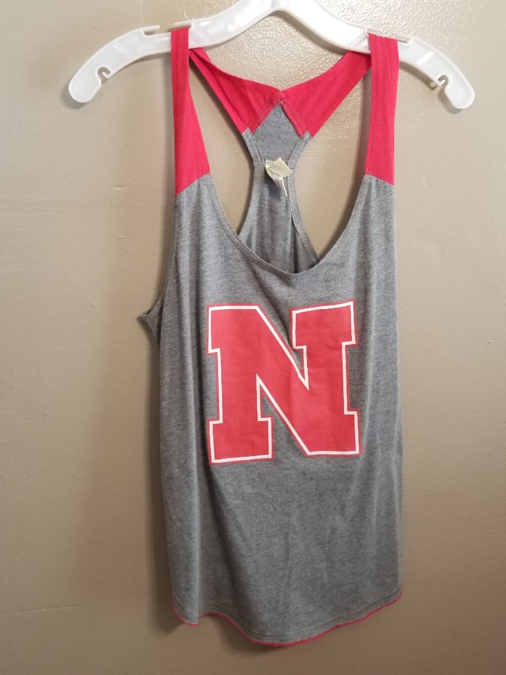 Nebraska Cornhuskers Racerback Tank Top, Large, Gray & Red